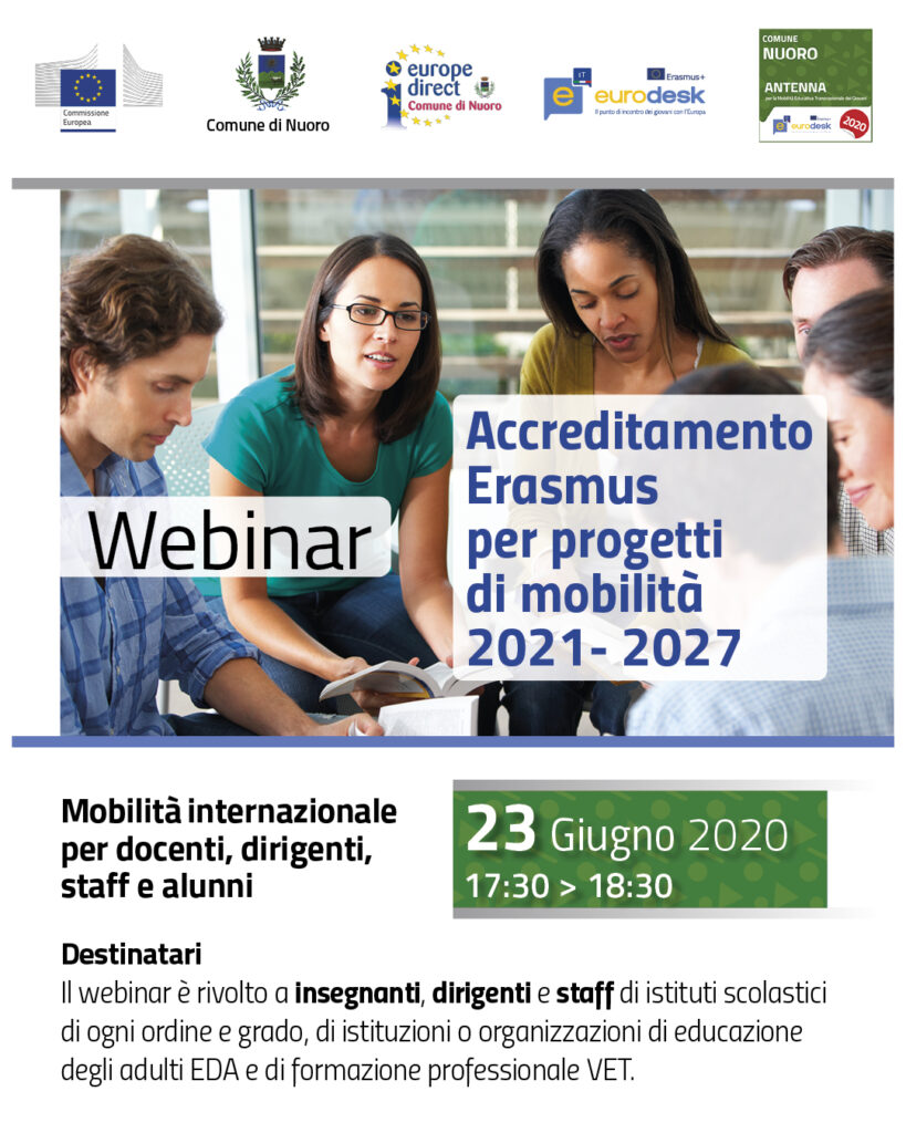 Evento online – Webinar: “Accreditamento Erasmus – progetti di mobilità 2021-2027”